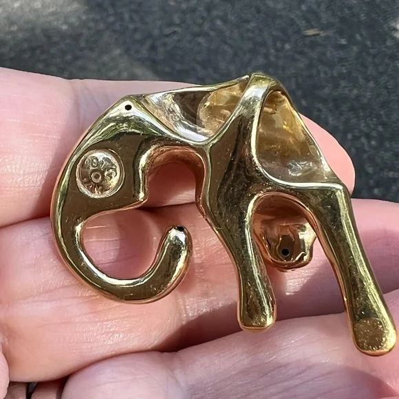 VINTAGE 14K YELLOW GOLD LARGE JAGUAR PANTHER SLIDE PENDANT WELL MADE